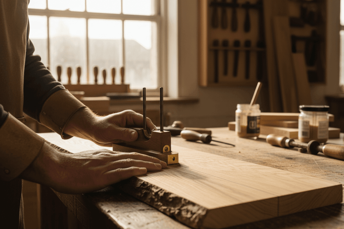 How to Use a Marking Gauge: A Beginner's Guide for Woodworkers- marking tool beyond used by a person at a work bench