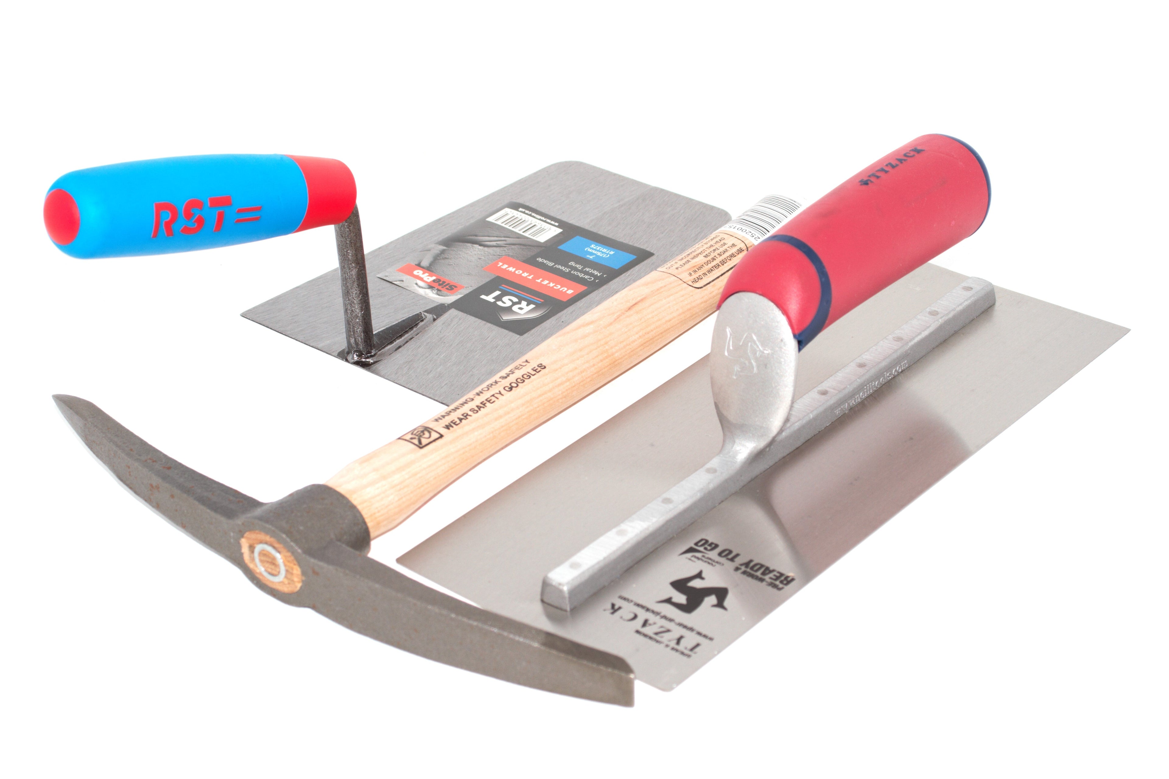 Building & Construction Tools collection showing a builders float, trowel and hammer