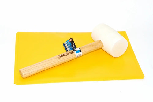 Blue Spot 16oz White Rubber mallet by Cherry Tree Tools with hardwood handle and scuff resistant face