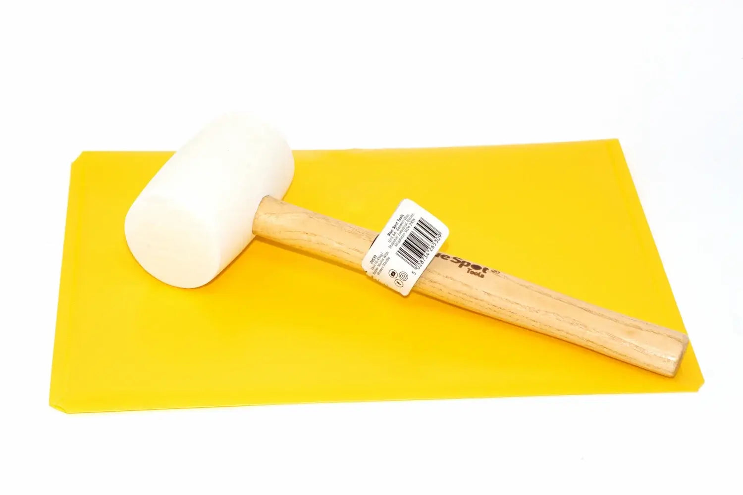 Blue Spot 16oz White Rubber mallet by Cherry Tree Tools with hardwood handle and scuff resistant face