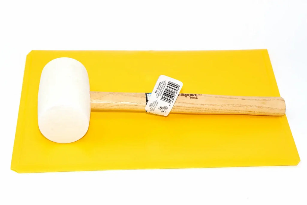 Blue Spot 16oz White Rubber mallet by Cherry Tree Tools with hardwood handle and scuff resistant face