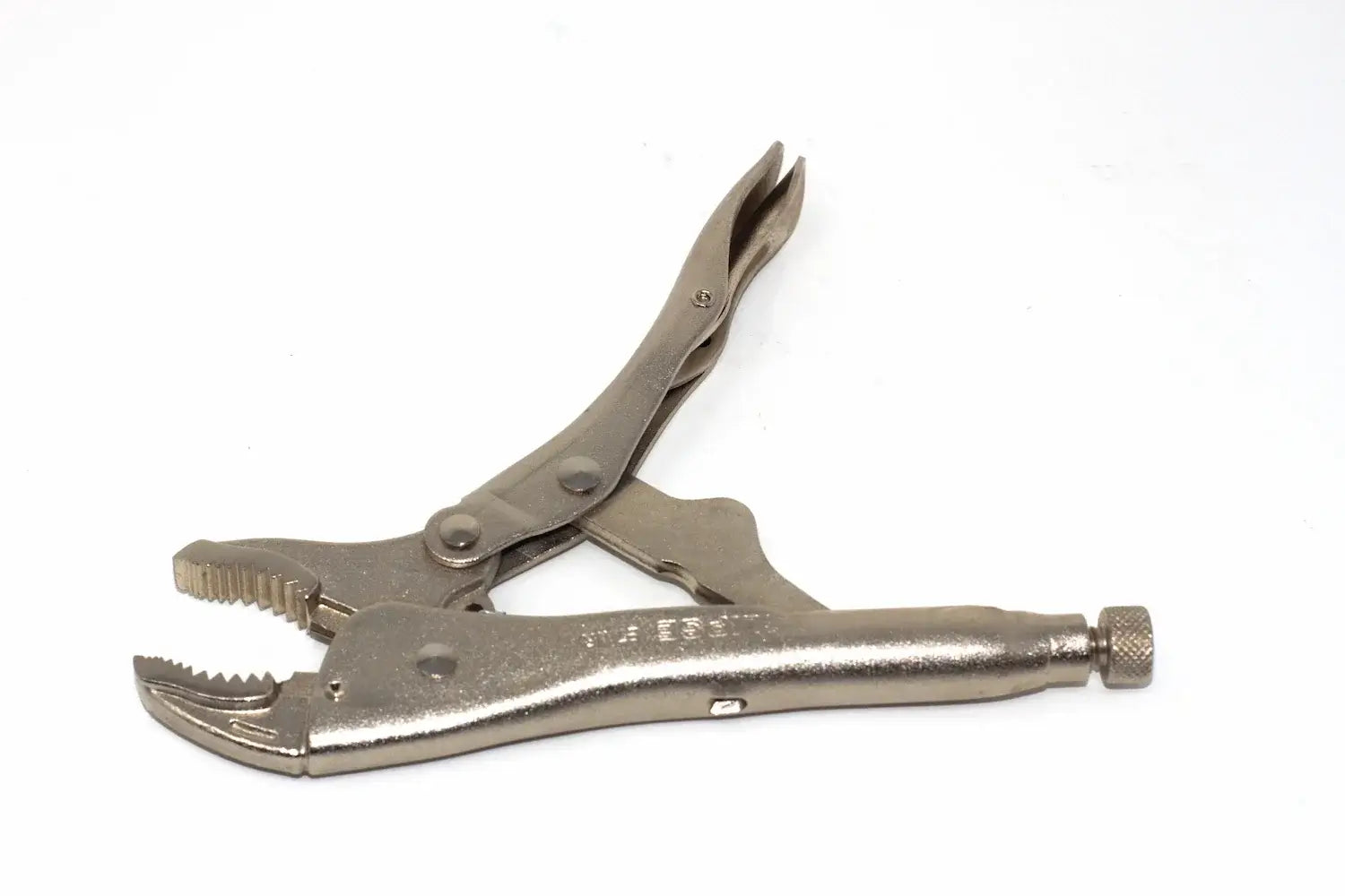 Eclipse Professional 7" locking pliers by Cherry Tree Tools in silver steel with curved jaws