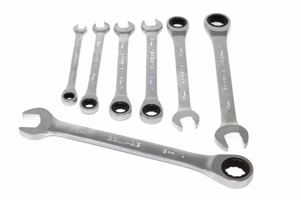 Eclipse 7 Piece Ratchet Spanner Set by Cherry Tree Tools chrome vanadium steel fixed head ratchet set