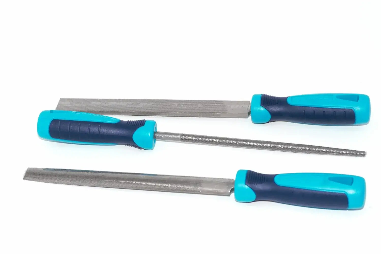 Eclipse Professional File Set 3pc-1st Cut by Cherry Tree Tools, blue and grey 3 piece metal file set