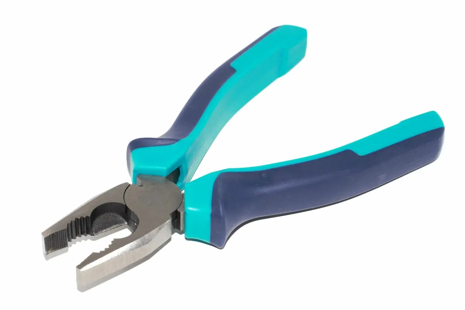 Eclipse Professional 7" Engineers Pliers by Cherry Tree Tools in turquoise and navy with soft feel non slip grips