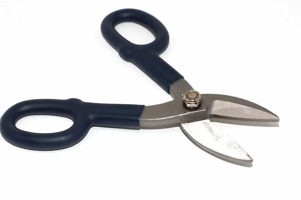 Eclipse Professional 7" Tin Snips by Cherry Tree Tools in dark blue with hardened jaws and ergonomic handles