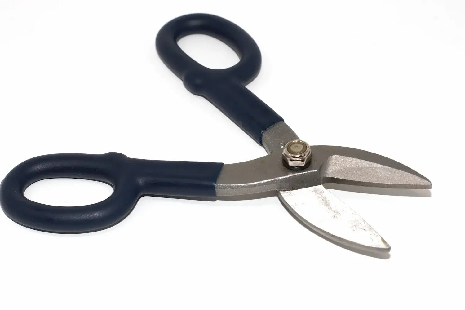 Eclipse Professional 7" Tin Snips by Cherry Tree Tools in dark blue with hardened jaws and ergonomic handles