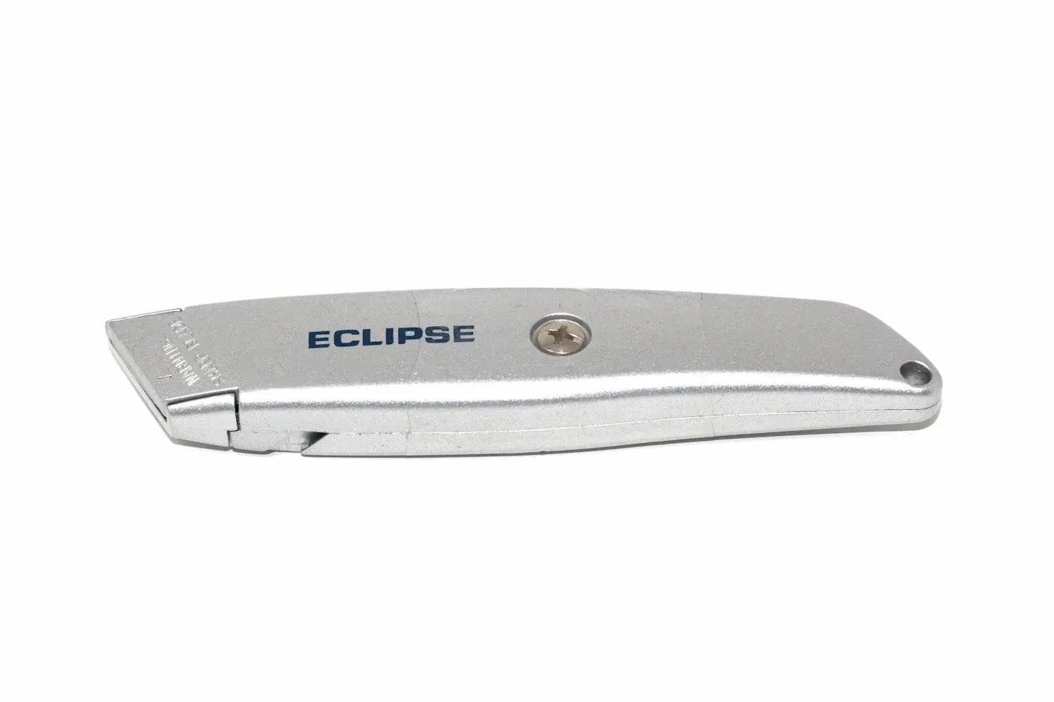 Eclipse Professional Utility Knife by Cherry Tree Tools, silver retractable zinc alloy knife with one blade supplied