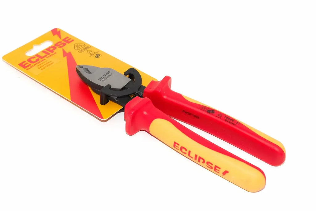 Eclipse Professional VDE Cable Cutters by Cherry Tree Tools with red and yellow non slip grip handles