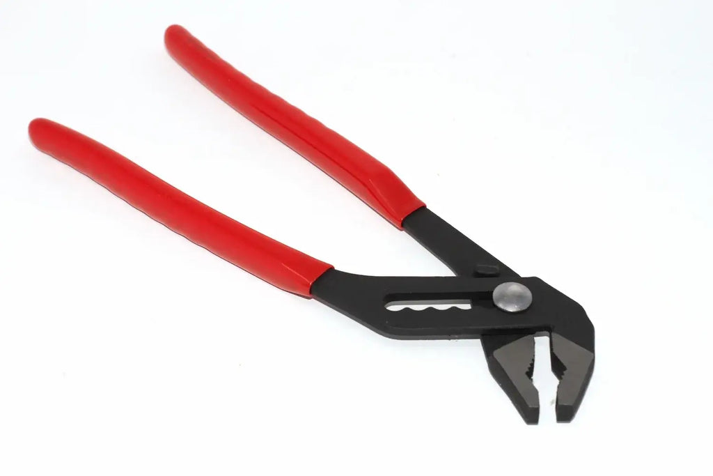 Eclipse 10" Slip Joint Pliers- adjustable tool by Cherry Tree Tools, red and black forged steel jaws