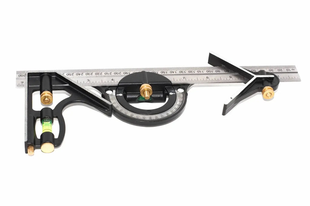 Eclipse Professional Combination Set measuring and marking square with stainless steel ruler and level.