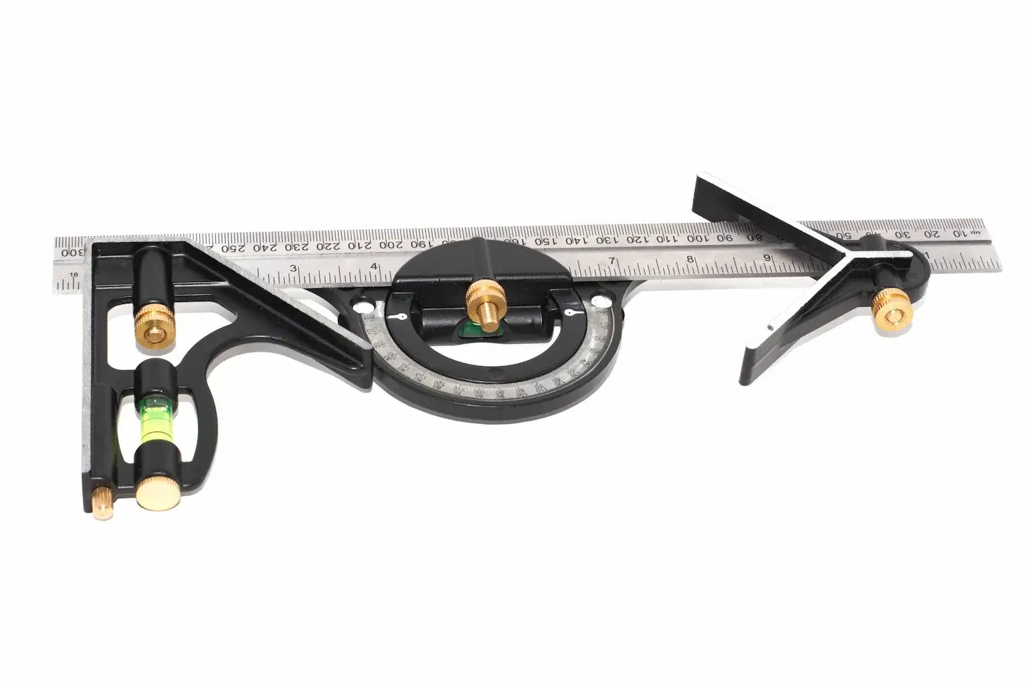 Eclipse Professional Combination Set measuring and marking square with stainless steel ruler and level.