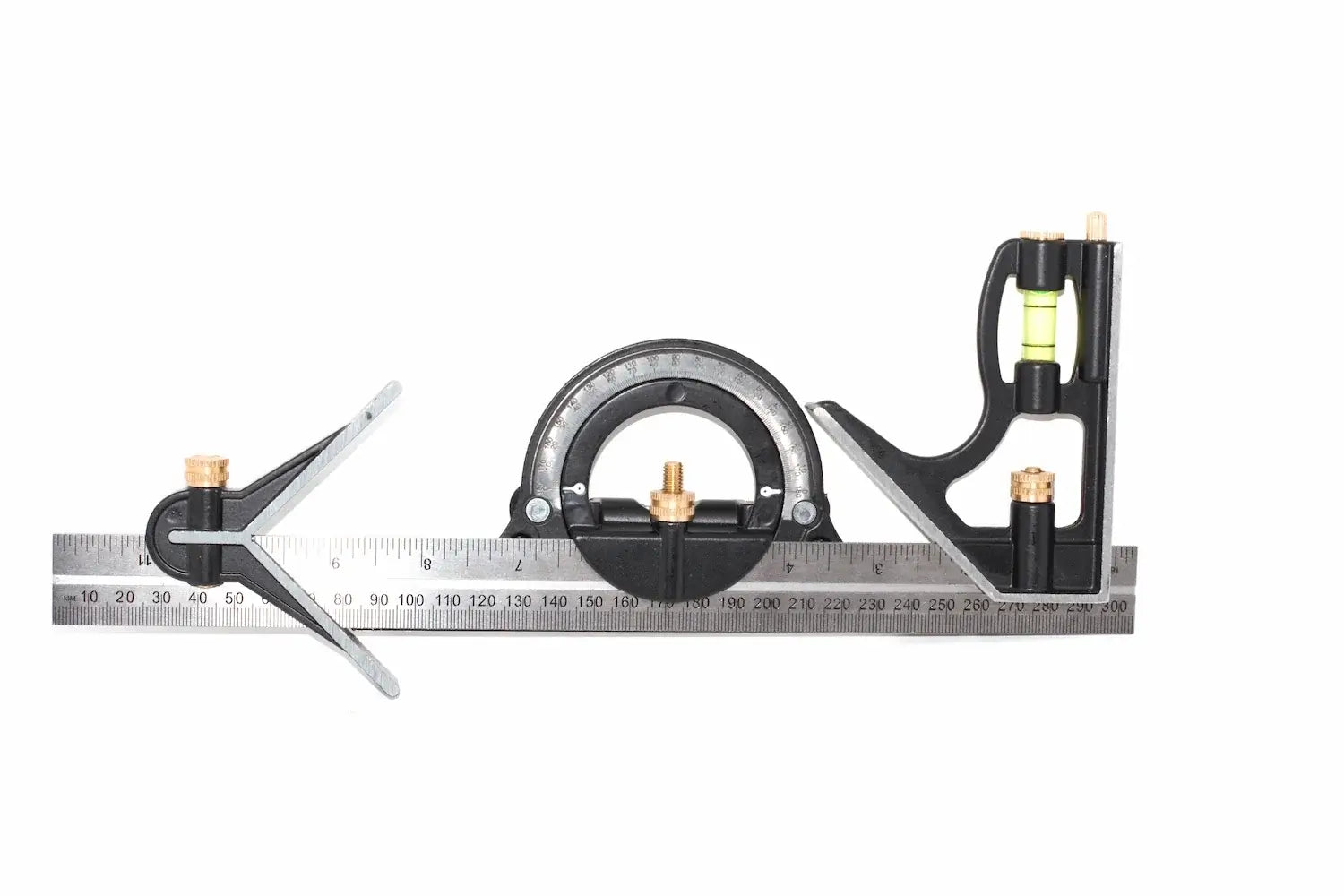 Eclipse Professional Combination Set showing a stainless steel ruler with alloy heads for precise measuring and marking.