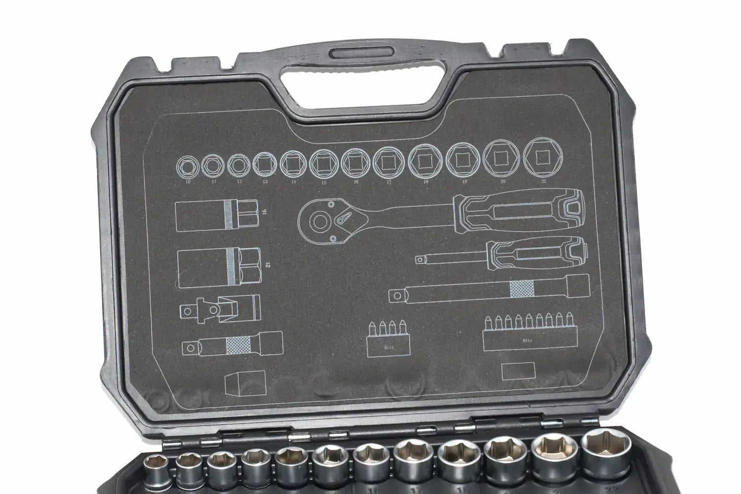 Eclipse Professional 34pc Socket Set 1 4 and 3 8 Drive by Cherry Tree Tools in chrome vanadium steel with ratchet