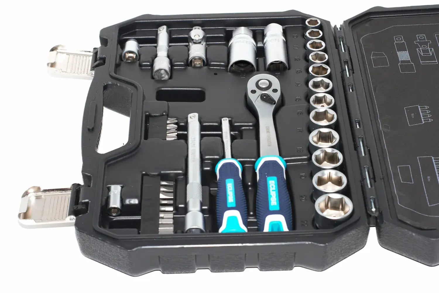 Eclipse Professional 34pc Socket Set 1 4 inch and 3 8 inch drive by Cherry Tree Tools in chrome vanadium steel