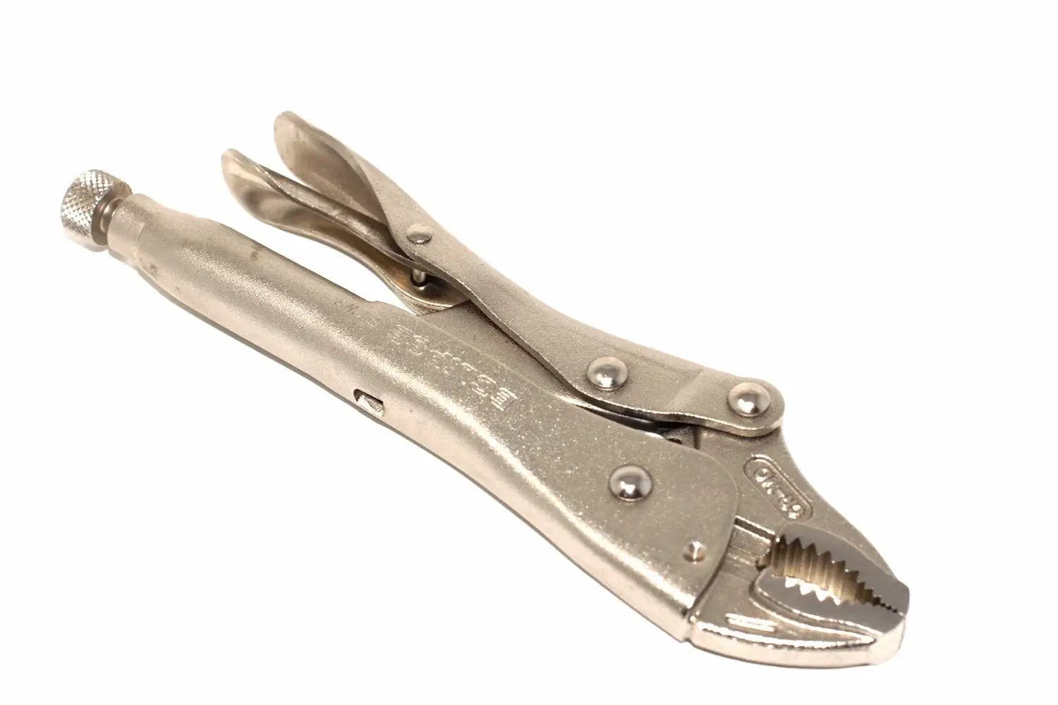 Eclipse Professional 7" Locking Pliers- curved jaw by Cherry Tree Tools in silver steel with ergonomic grip