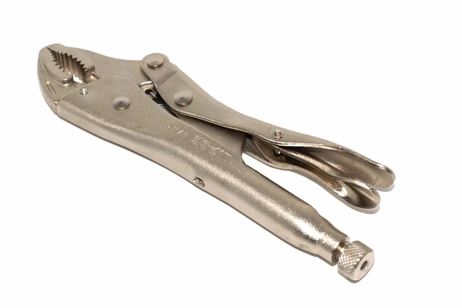 Eclipse Professional 7" Locking Pliers- curved jaw by Cherry Tree Tools in silver steel with stable grip