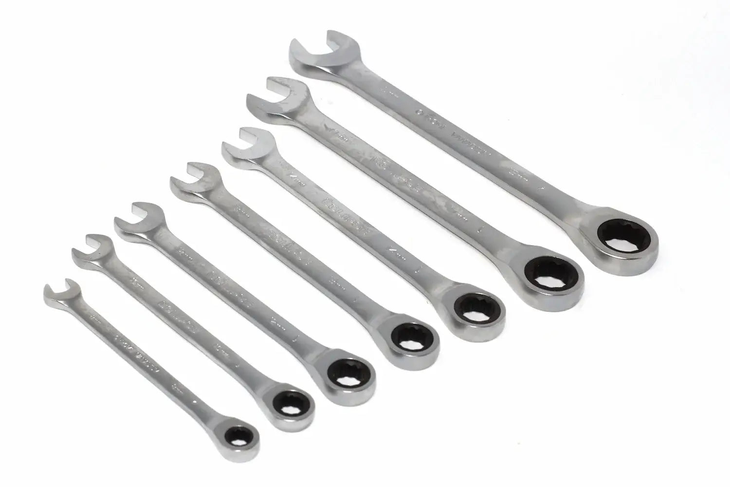 Eclipse 7 Piece Ratchet Spanner Set by Cherry Tree Tools, chrome vanadium steel fixed head spanners