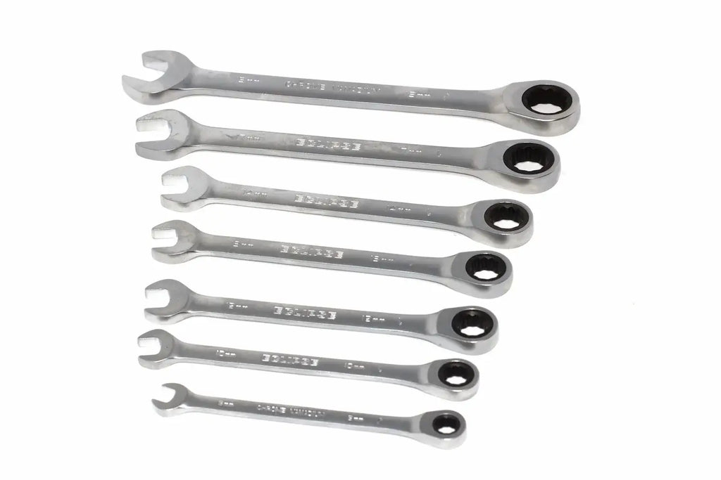 Eclipse 7 Piece Ratchet Spanner Set by Cherry Tree Tools, chrome vanadium steel fixed head ratchet set