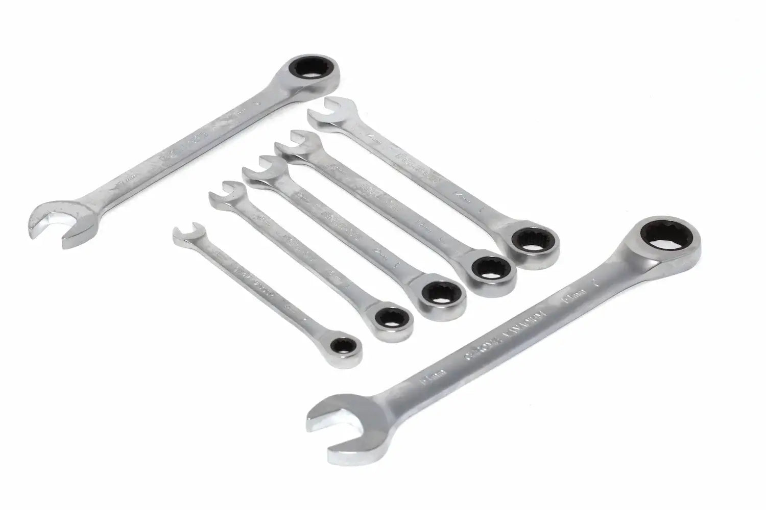 Eclipse 7 Piece Ratchet Spanner Set by Cherry Tree Tools, chrome vanadium steel fixed head spanners