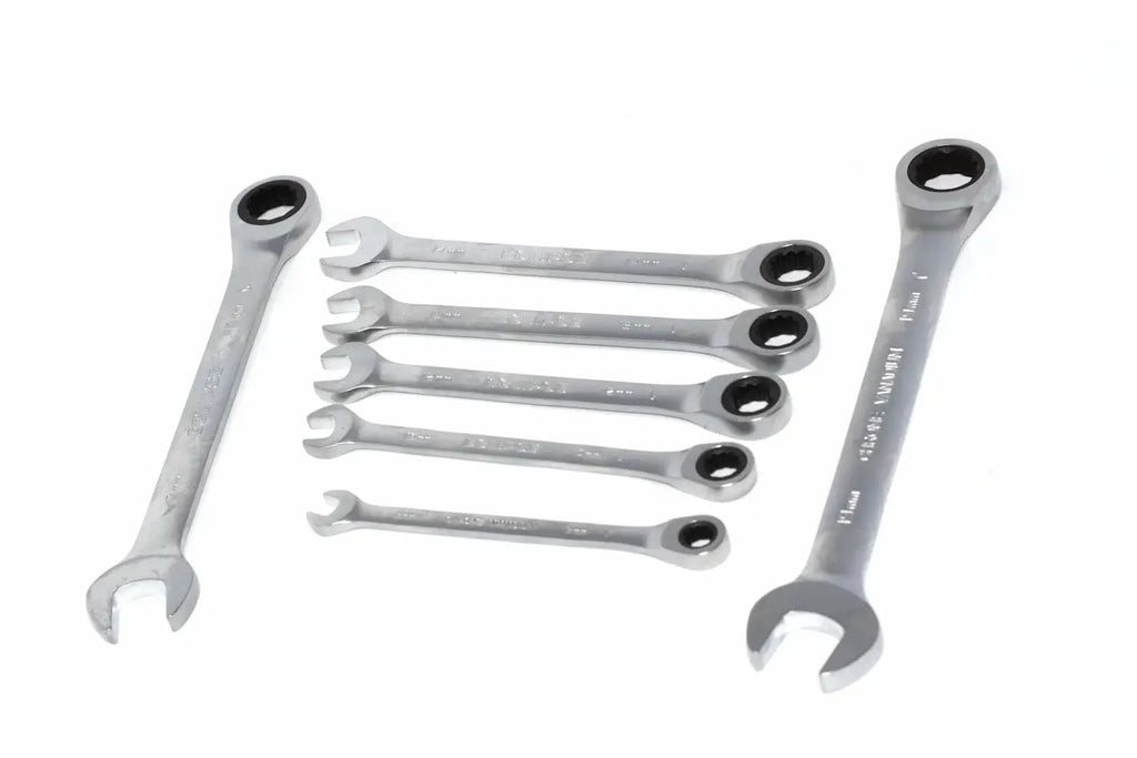 Eclipse 7 Piece Ratchet Spanner Set by Cherry Tree Tools in chrome vanadium steel with 90-tooth ratchet