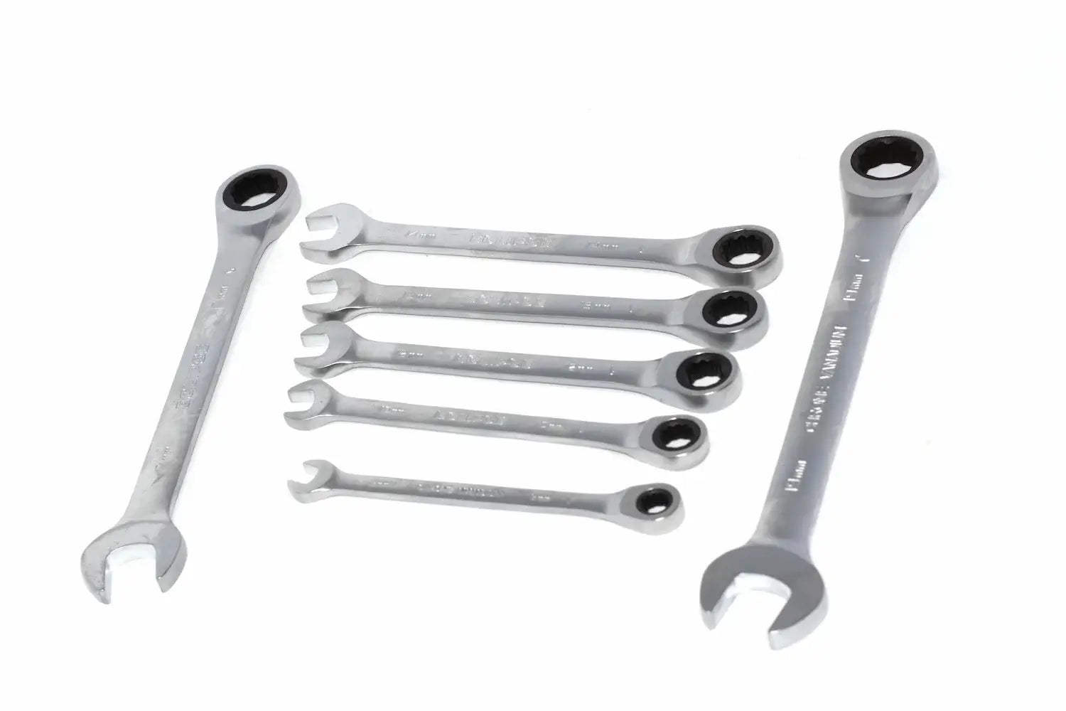 Eclipse 7 Piece Ratchet Spanner Set by Cherry Tree Tools in chrome vanadium steel with 90-tooth ratchet