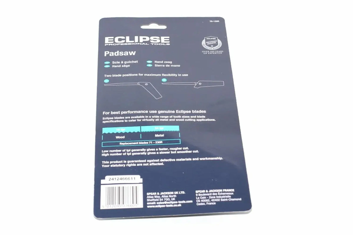 Eclipse Professional Padsaw by Cherry Tree Tools in dark packaging with two blade positions for flexibility in use