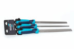 Eclipse Professional File Set 3pc 1st cut by Cherry Tree Tools, steel metal file set in blue and black