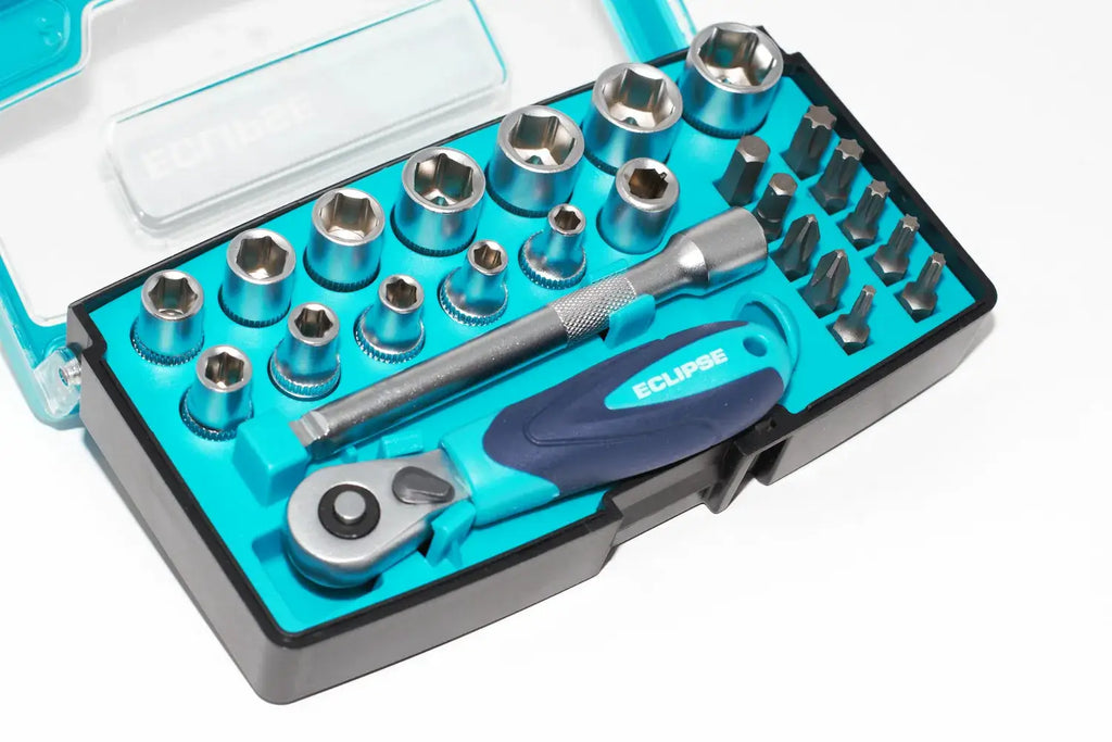 Eclipse 25 Piece Socket Set 1 4 inch Drive by Cherry Tree Tools, chrome vanadium steel sockets in a storage case