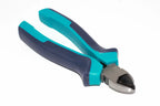 Eclipse 6" diagonal cutting nippers by Cherry Tree Tools, turquoise and dark blue, precision-ground blades