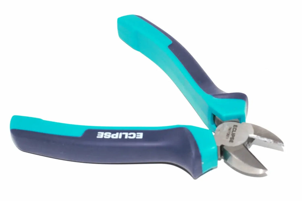 Eclipse 6" Diagonal Cutting Nippers by Cherry Tree Tools in turquoise and navy with precision-ground blades