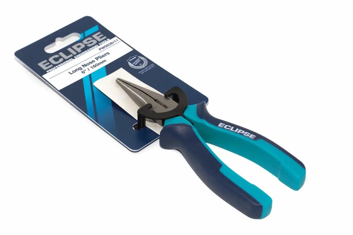 Eclipse Professional 6" Long Nose Pliers by Cherry Tree Tools, blue and black, serrated jaws