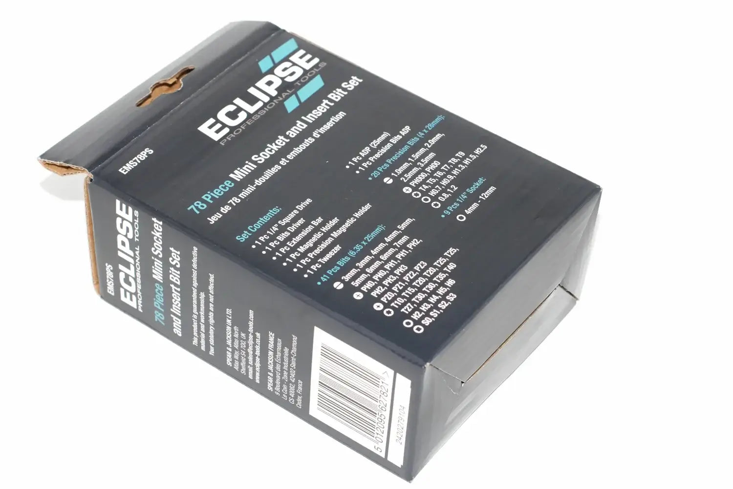 Eclipse 78pc Mini Socket Insert Bit Set by Cherry Tree Tools, black box for confined-space assembly