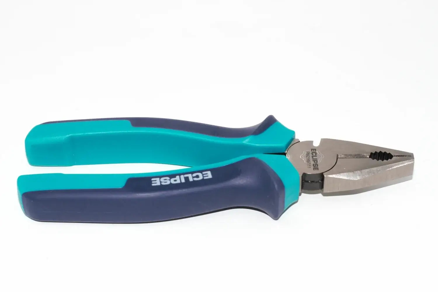 Eclipse Professional 7" Engineers Pliers by Cherry Tree Tools, turquoise and navy soft feel grips, for electrical work