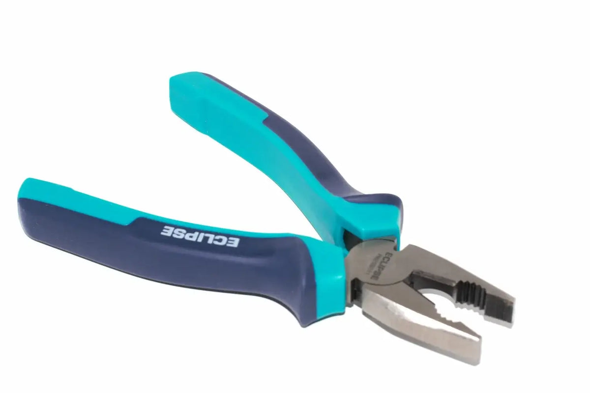 Eclipse Professional 7" Engineers Pliers by Cherry Tree Tools, blue and black, ergonomic soft feel grips