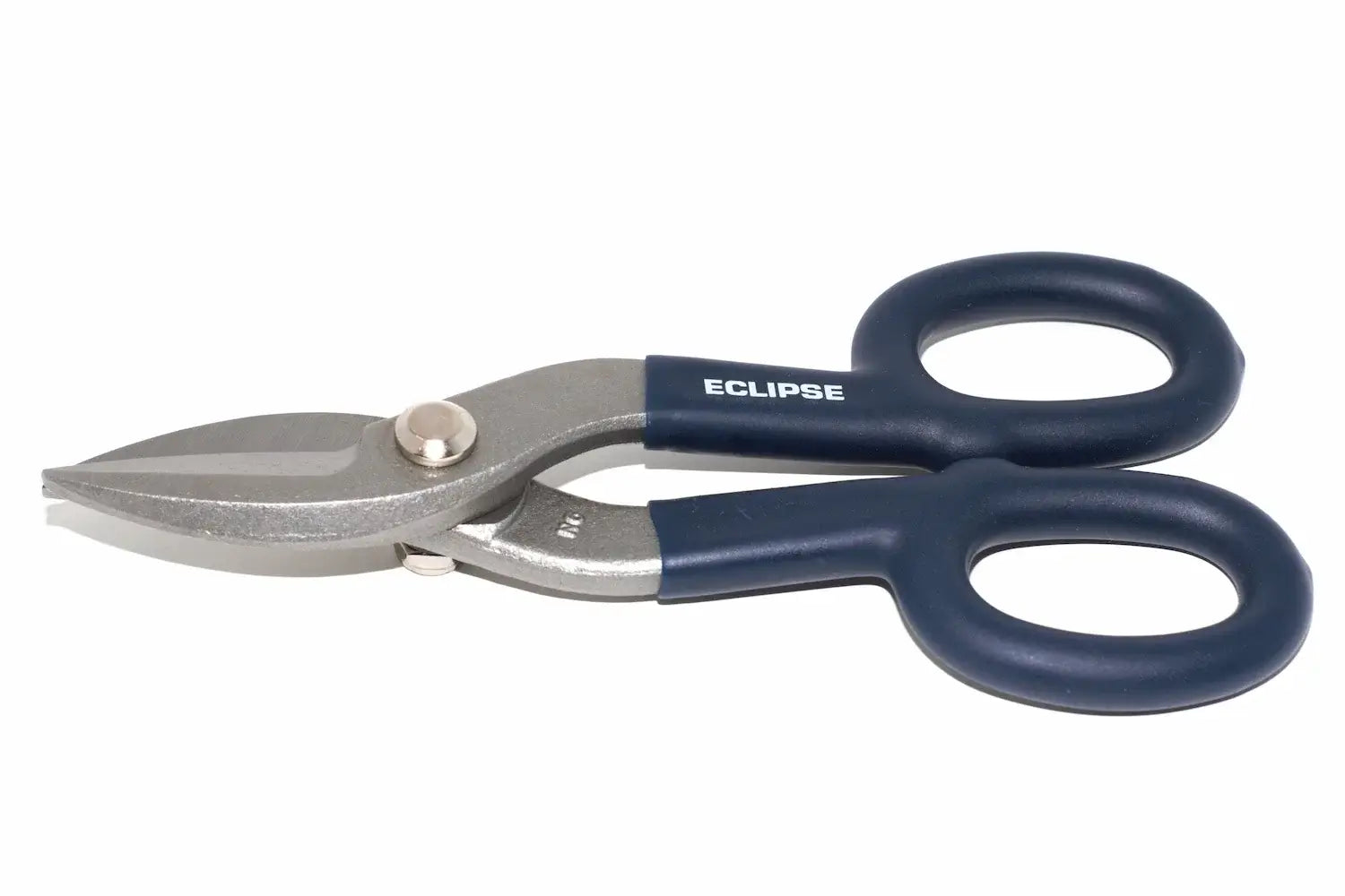 Eclipse Professional 7" tin snips by Cherry Tree Tools in blue and grey with ergonomic handles