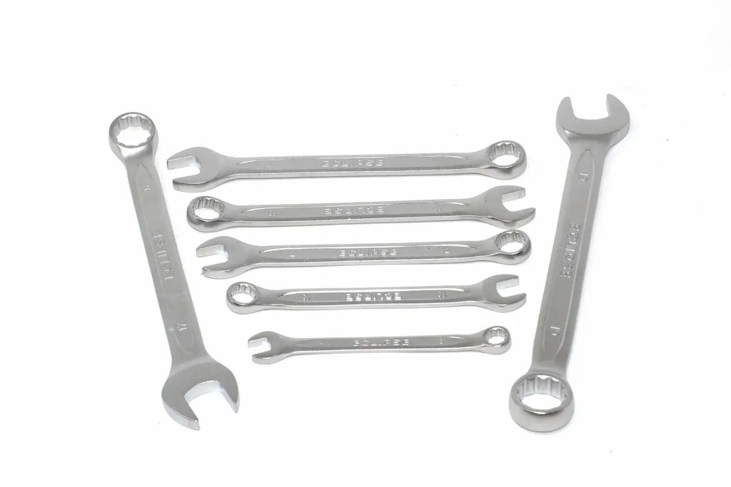 Eclipse Combination Spanner Set by Cherry Tree Tools chrome vanadium steel with open and ring ends