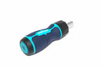 Eclipse 7pc Ratchet Screwdriver Set ergonomic handle for comfortable grip, showcasing its adjustable ratchet mechanism.