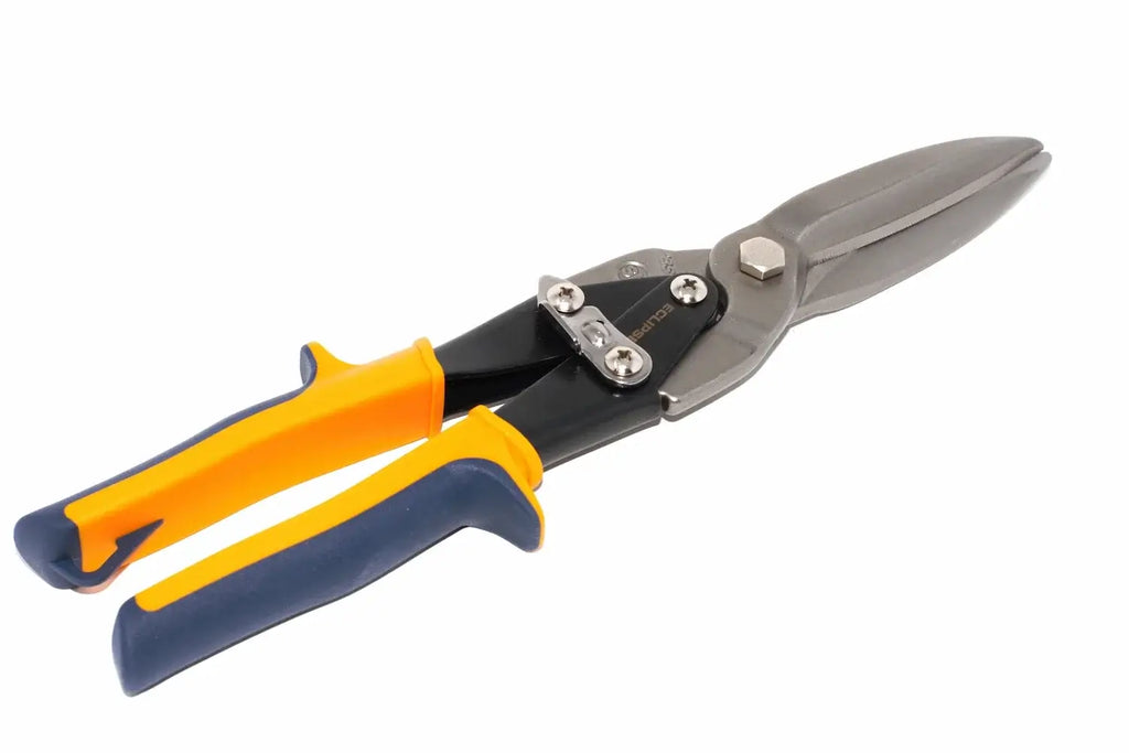Eclipse Professional Tin Snips Extra Cut by Cherry Tree Tools, black and grey with pivot design for leverage