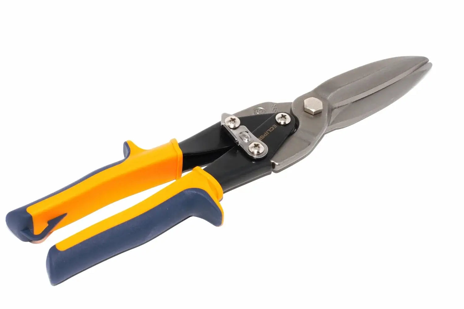 Eclipse Professional Tin Snips Extra Cut by Cherry Tree Tools, black and grey with pivot design for leverage
