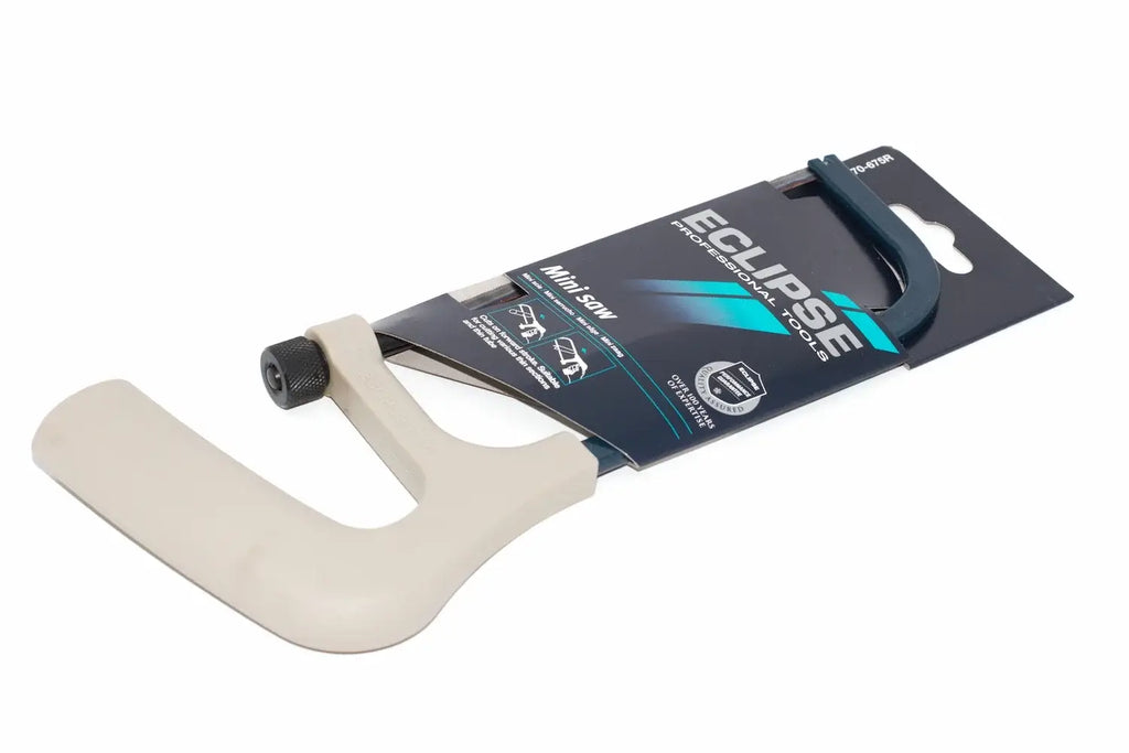 Eclipse Professional Mini Hacksaw by Cherry Tree Tools with epoxy-coated steel frame and plastic pistol grip