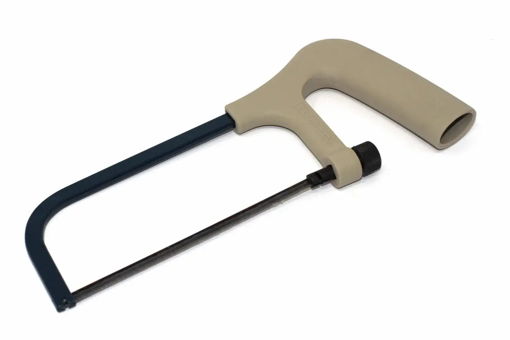 Eclipse Professional Mini Hacksaw by Cherry Tree Tools with beige plastic moulded pistol grip and steel frame