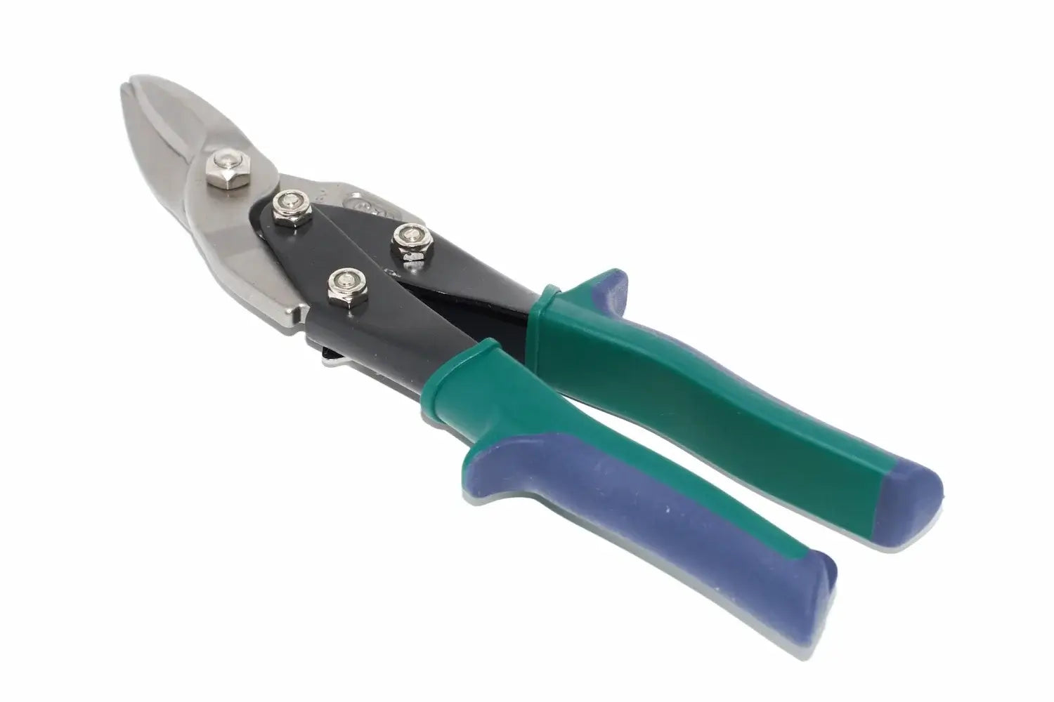 Eclipse Professional Tin Snips Right Hand Cut by Cherry Tree Tools, right handed straight cut tin snips with green and blue grips