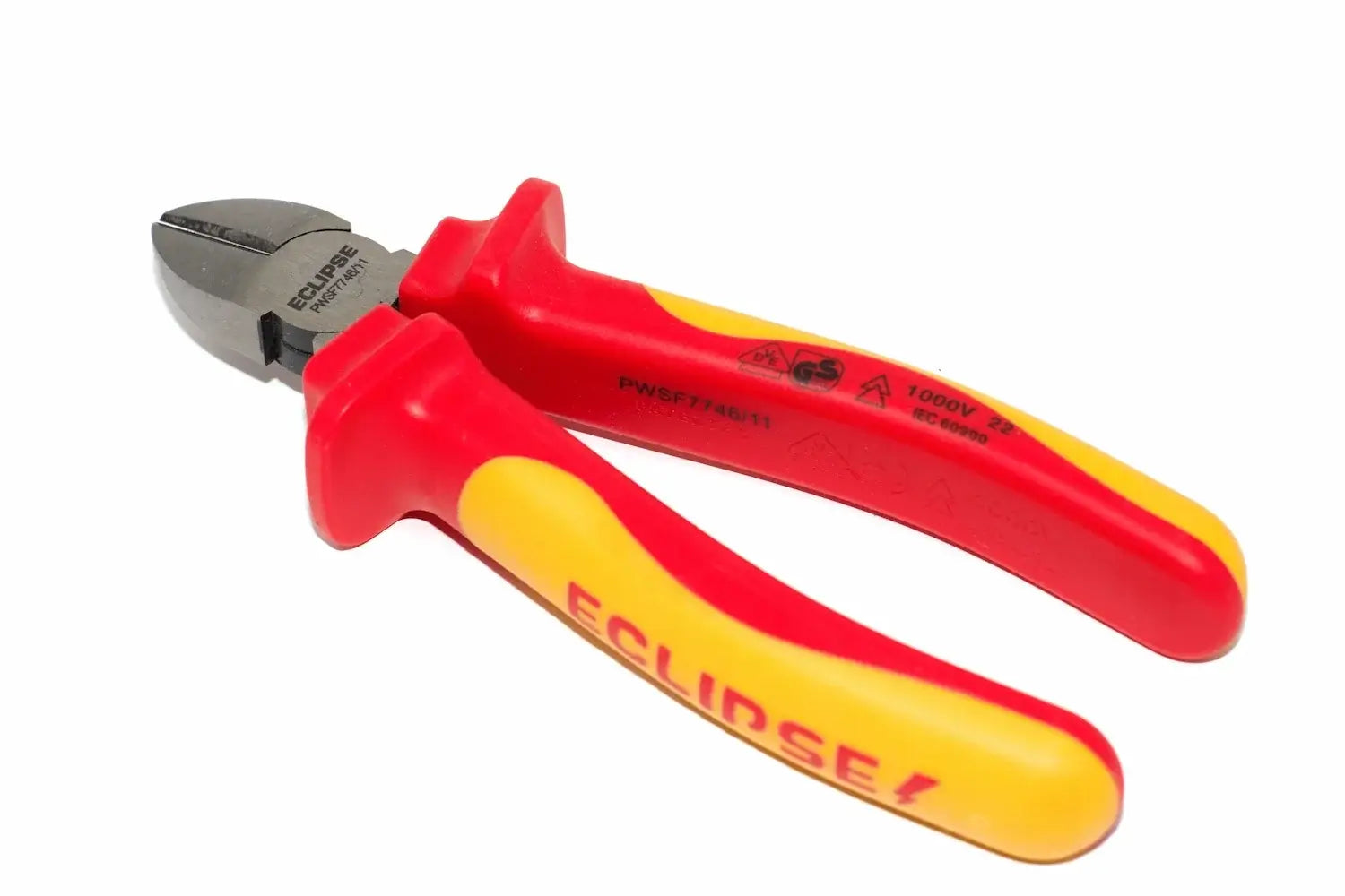 Eclipse Professional VDE Side Cut Pliers by Cherry Tree Tools in red and yellow with insulated handles