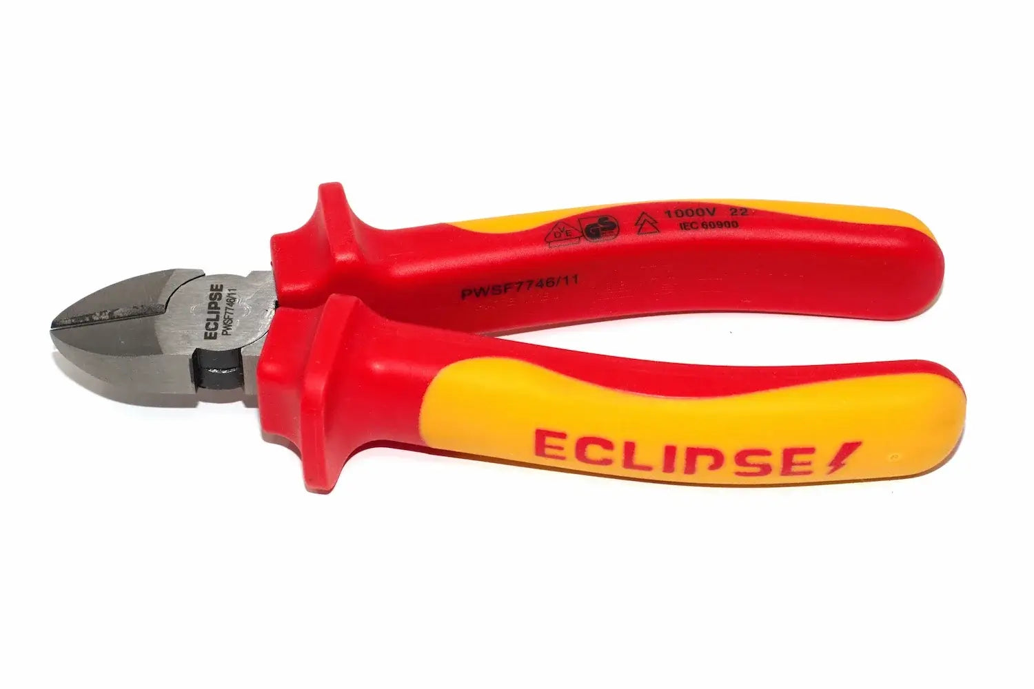 Eclipse Professional VDE Side Cut Pliers by Cherry Tree Tools with insulated red and yellow handles
