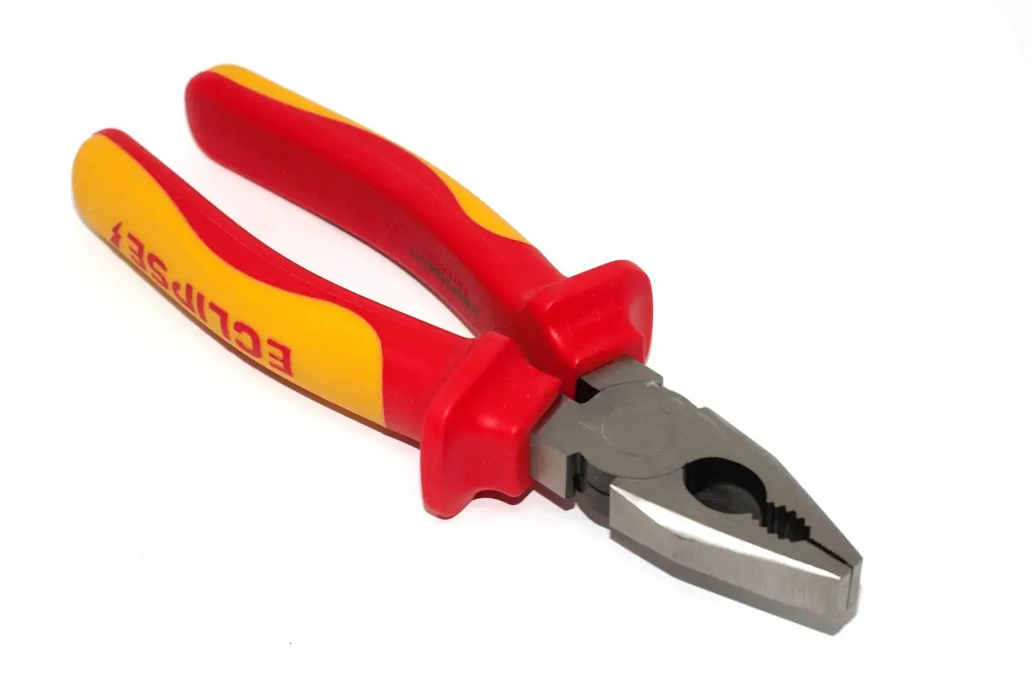 Eclipse 7" VDE insulated pliers by Cherry Tree Tools with red and yellow ergonomic grip handles