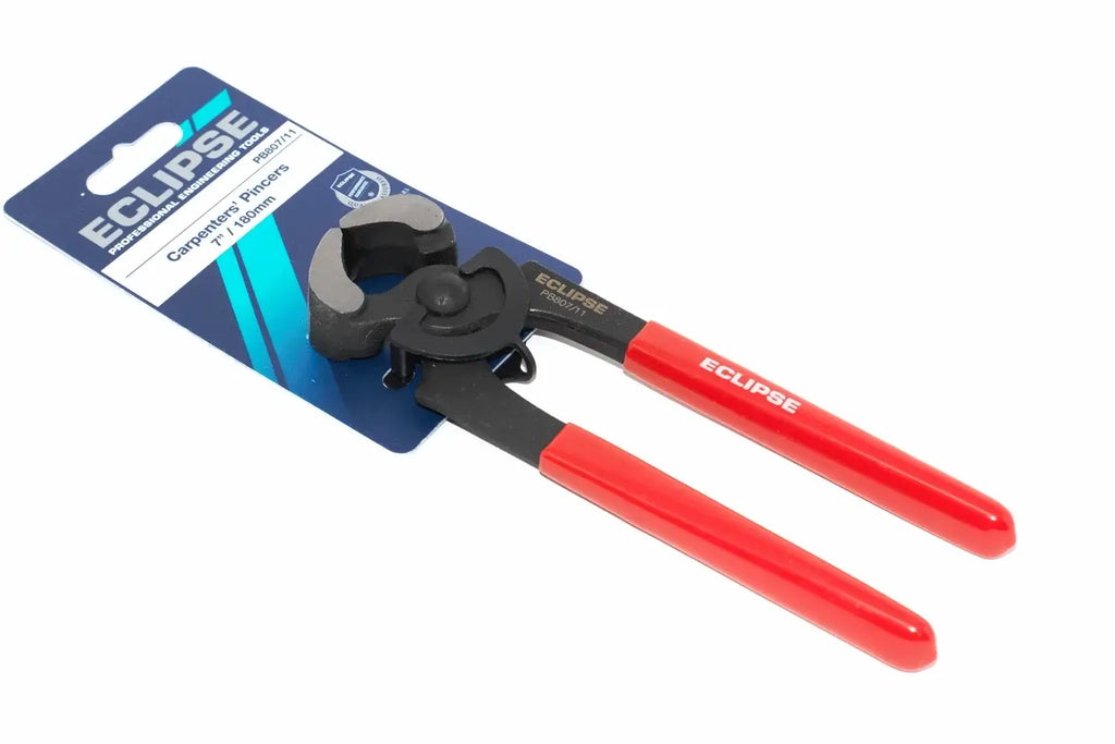 Eclipse Professional Carpenters Pincers by Cherry Tree Tools, red and black end cutting nippers with bevelled jaws