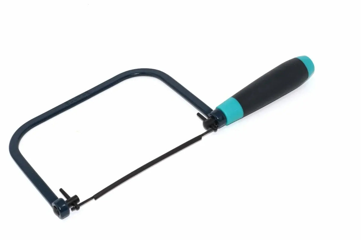 Eclipse Professional Coping Saw- 14tpi Blade by Cherry Tree Tools with quick blade change, blue and black