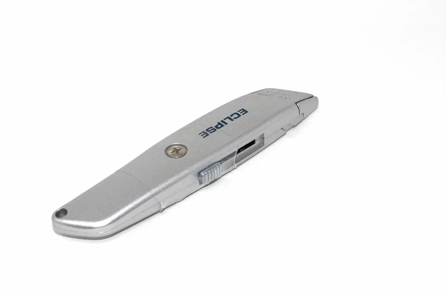Eclipse Professional Utility Knife by Cherry Tree Tools, zinc alloy retractable blade mechanism in silver grey