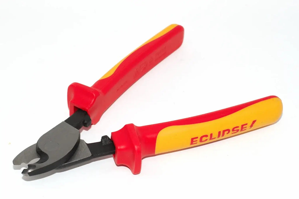 Eclipse Professional VDE Cable Cutters by Cherry Tree Tools, red and yellow handles, non slip grip grips